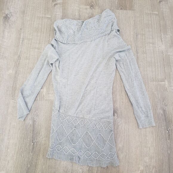 VENUS Women’s Knit Sweater Dress Size Medium Long Sleeve Cowl Neck Grey Buckle - Picture 5 of 5